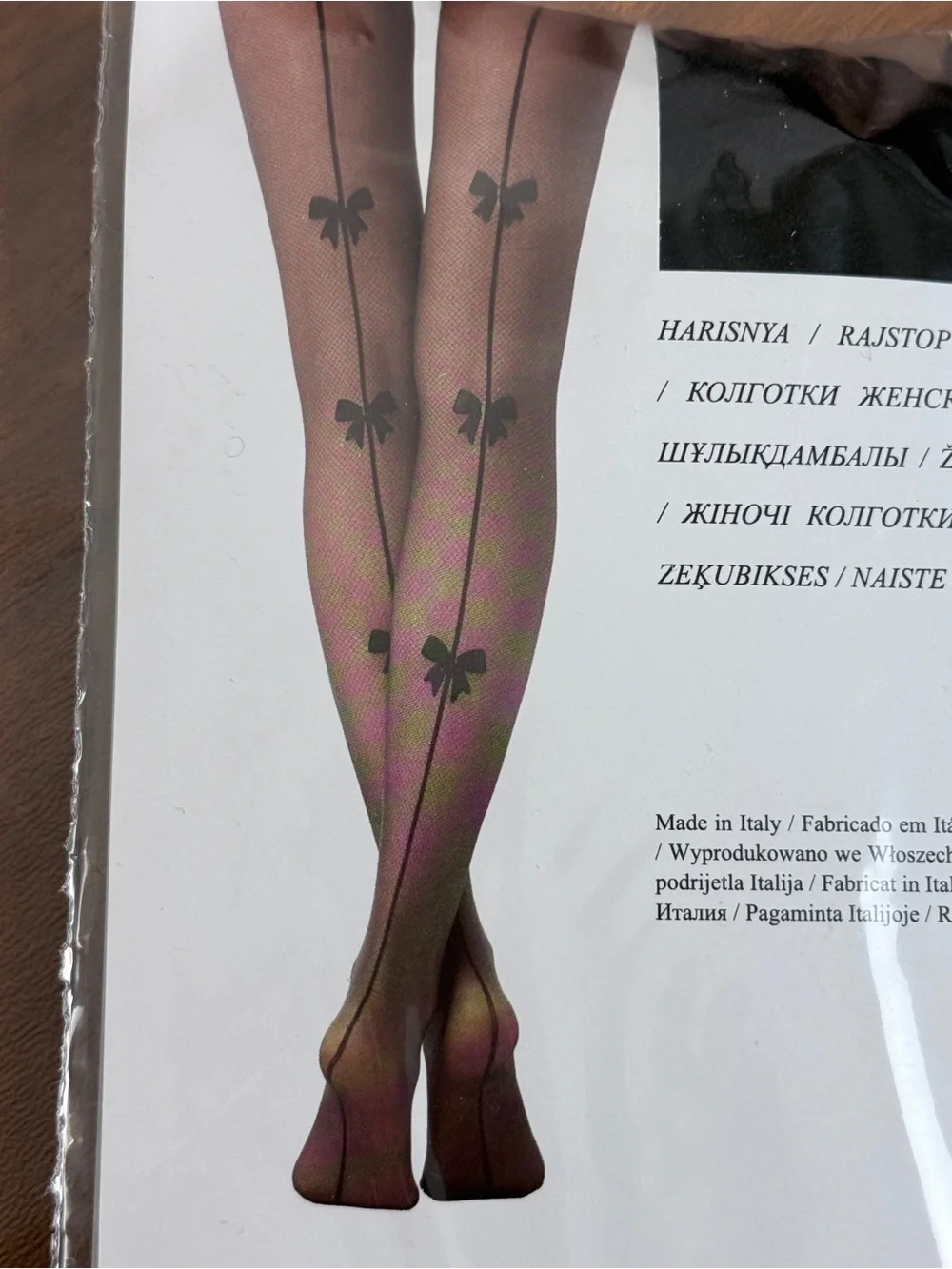 Calzedonia Black Sheer with Back Seams & Bows Tights M/L